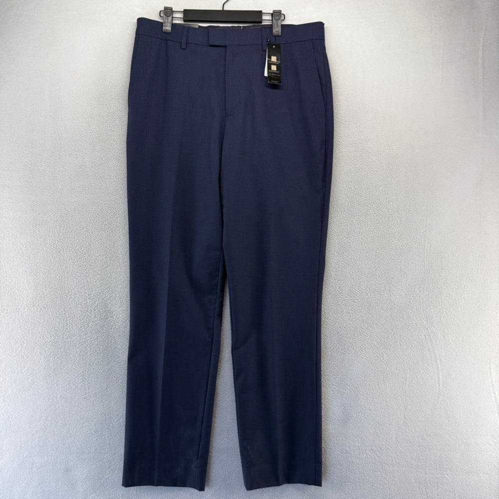 Banana Republic Dress Pants Mens 33x32 Blue Performance Wear Micro Check NEW